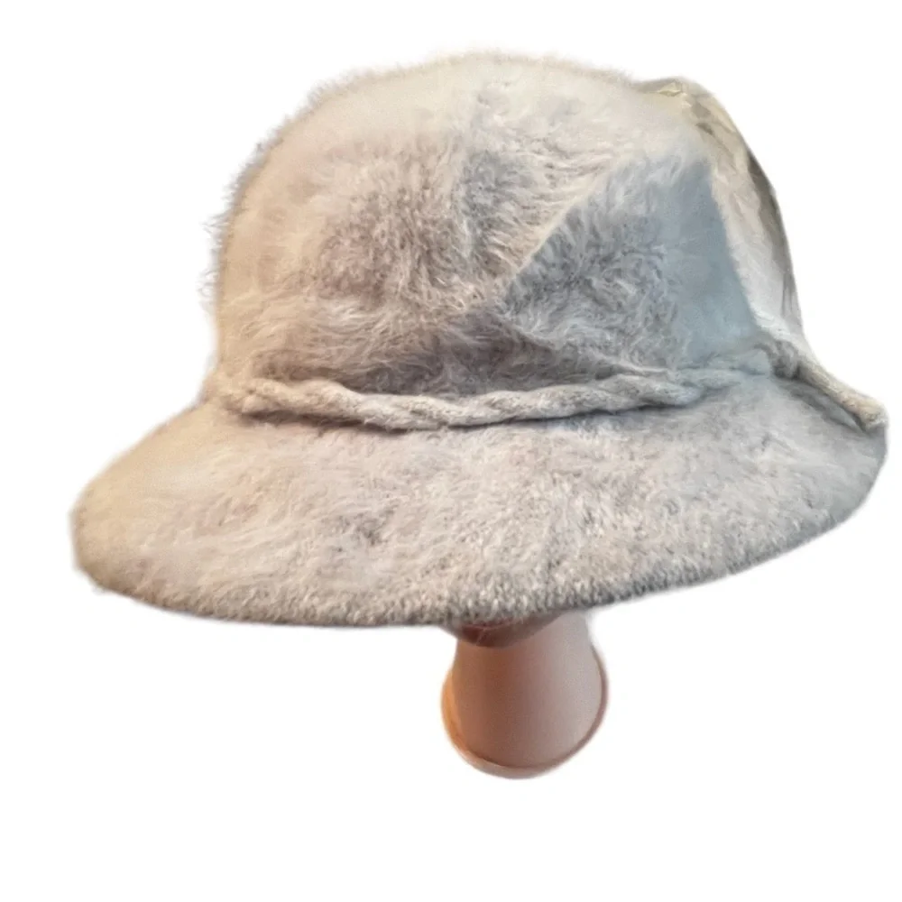 St Michael Grey Rabbit Fur Blend Bucket Hat Made in the UK OSFM